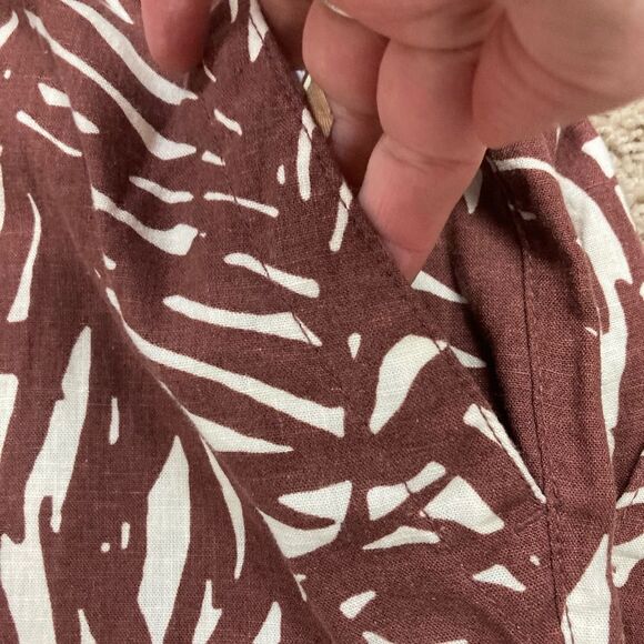 Old Navy NWT Palm print linen blend Pants pull on drawstring pockets - Picture 5 of 14